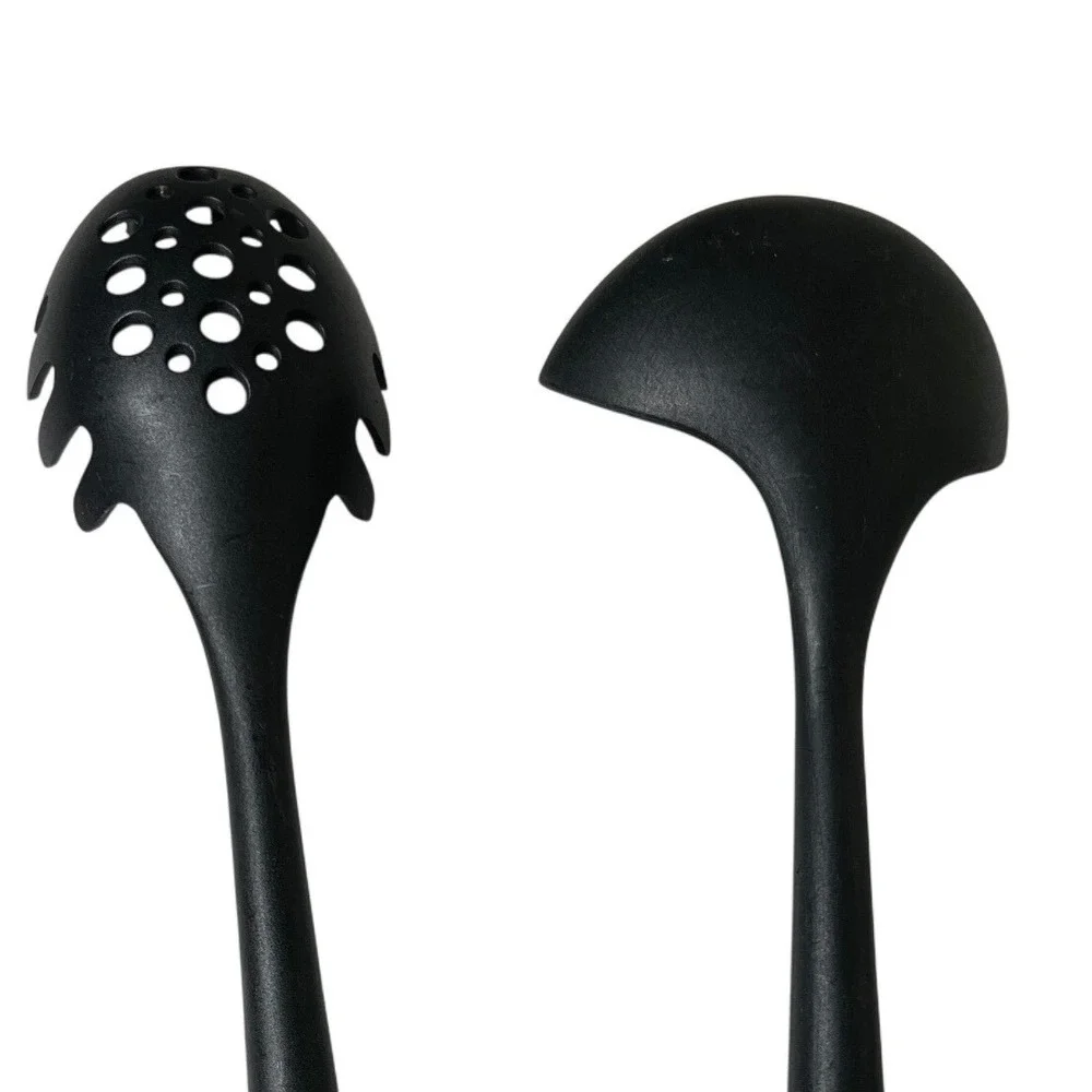 Cuisinart Utensil Set Ladle and Pasta Server‎ Spoon Teal Handle Nonstick Safe